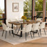 Ensemble de salle à manger rectangulaire en bois de style industriel moderne du milieu du siècle, 9 pièces, avec chaises en similicuir