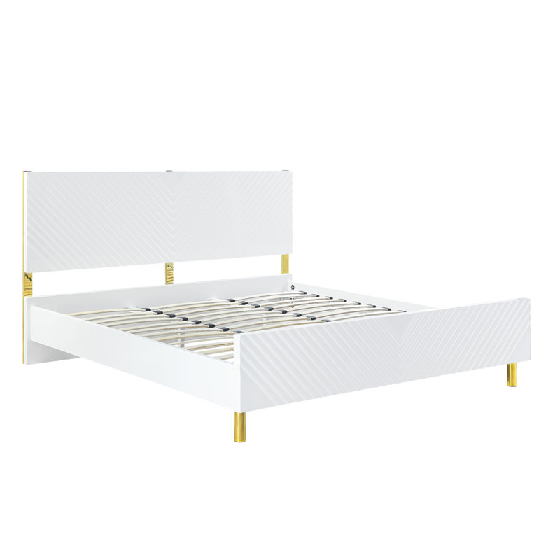 Gaines White High Gloss Finish EK Bed