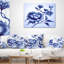 Coussin décoratif à imprimé floral pivoine bleue et sakura