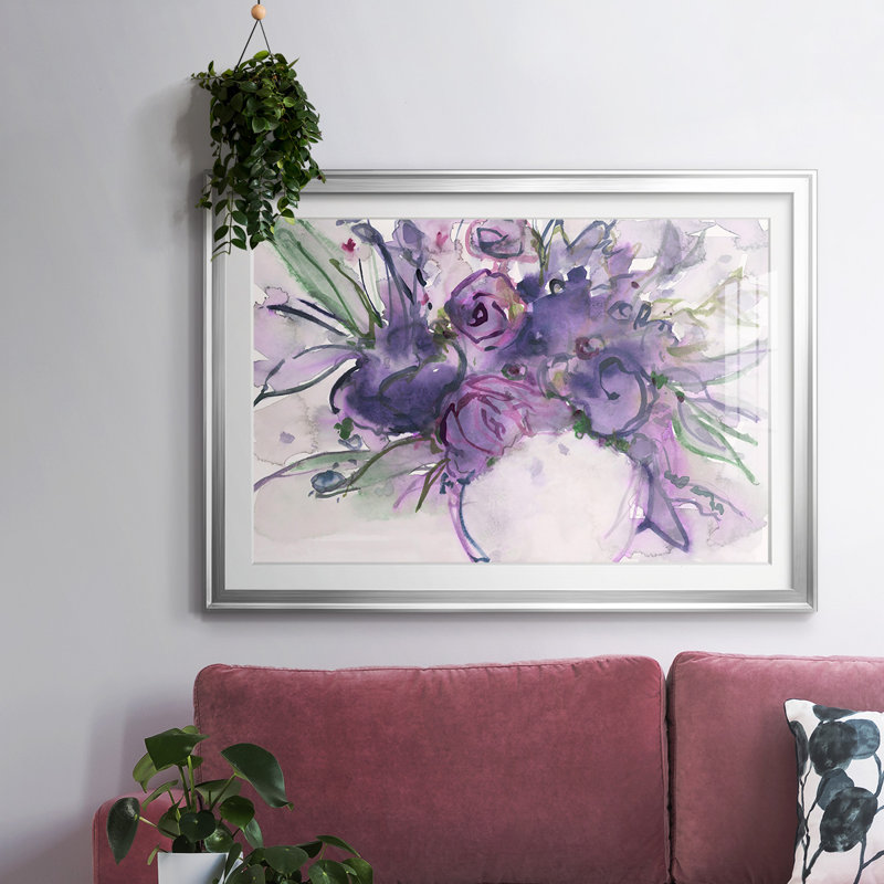 «Lavender Floral Splendor I», reproduction d'art encadrée, H 30 po x l 44 po x P 1,5 po, Argent
