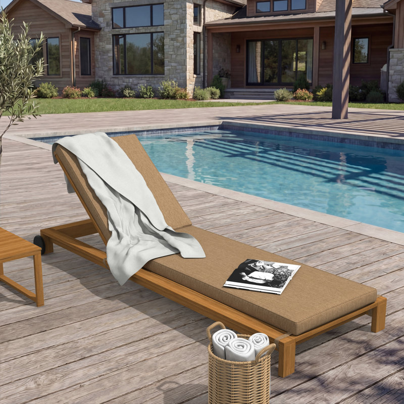 Outdoor Chaise Cushion With Sunbrella Fabric, 21" W x 78" D, Sunbrella® Canvas Heather Beige