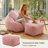 Large Bean Bag Chair Set with Ottoman and Side Pocket for Adults-213575037