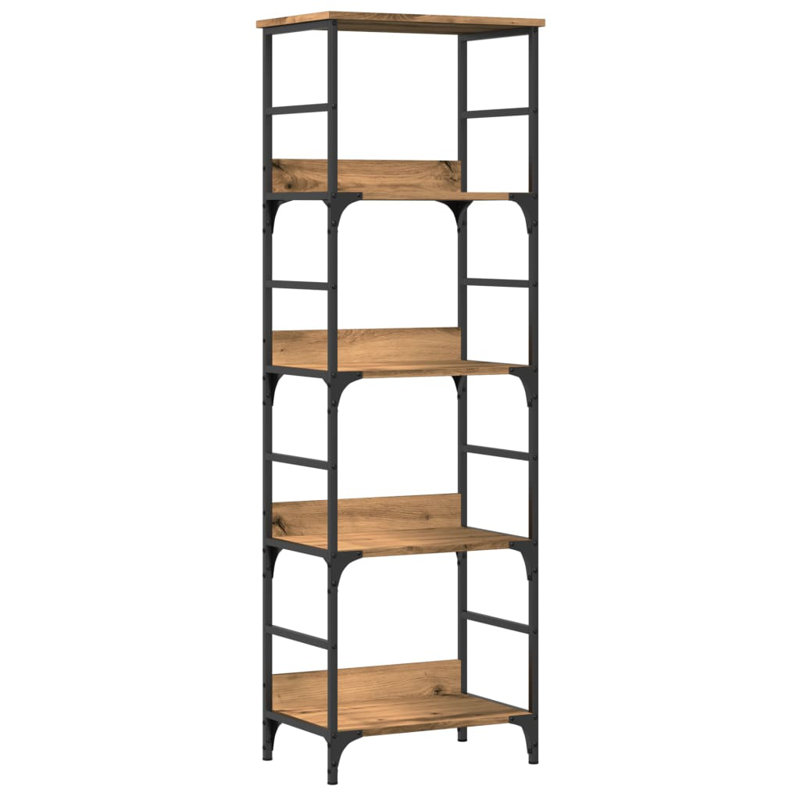 Holweg 50cm W Steel Standard Bookcase, Artisan Oak, (4 Shelves) 153 cm H x 50 cm W x 33 cm D