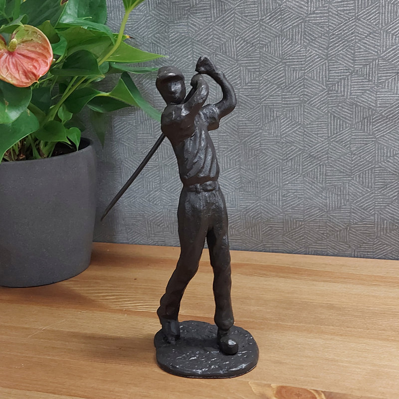 GOLFER MAN Iron Figurine 22cm, Mocha
