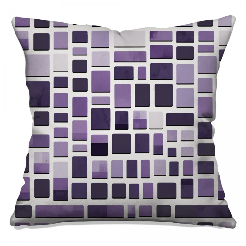 Purple Rectangular Mosaic Double Sided Throw Pillows, 20 x 20 inches