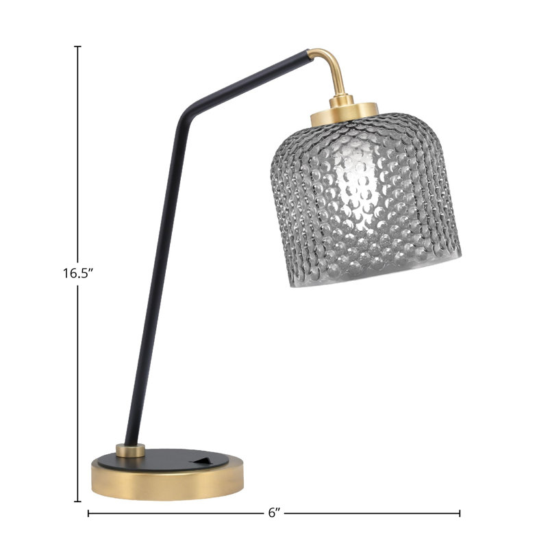 Wafah Stainless Steel Desk Lamp, Matte Black/Brass