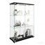 Vitrine à 2 portes / 3 tablettes en verre, éclairée pour le salon - transparente / noire