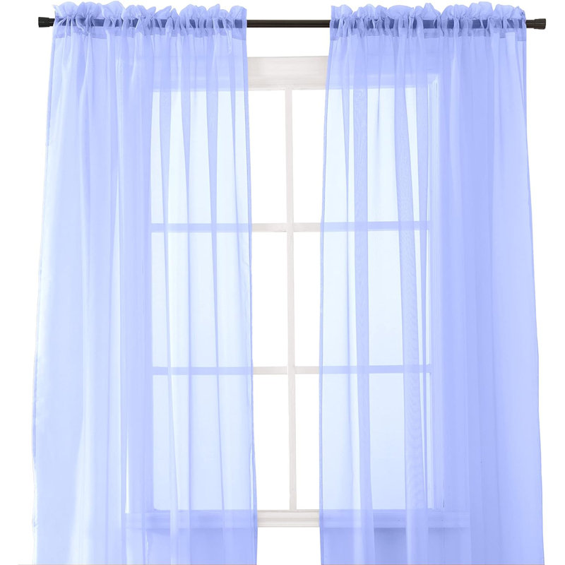 Yaelle Semi Sheer Curtain Pair, 60" W x 84" L, Lavender