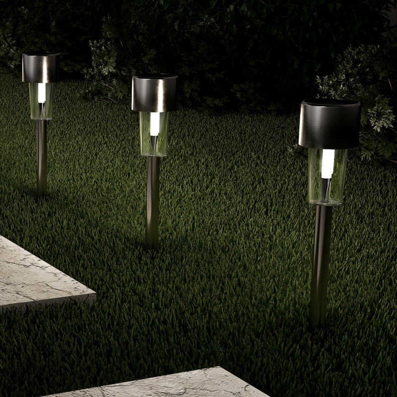 Silver Stainless Steel LED Pathway Light Set (12-Pack)