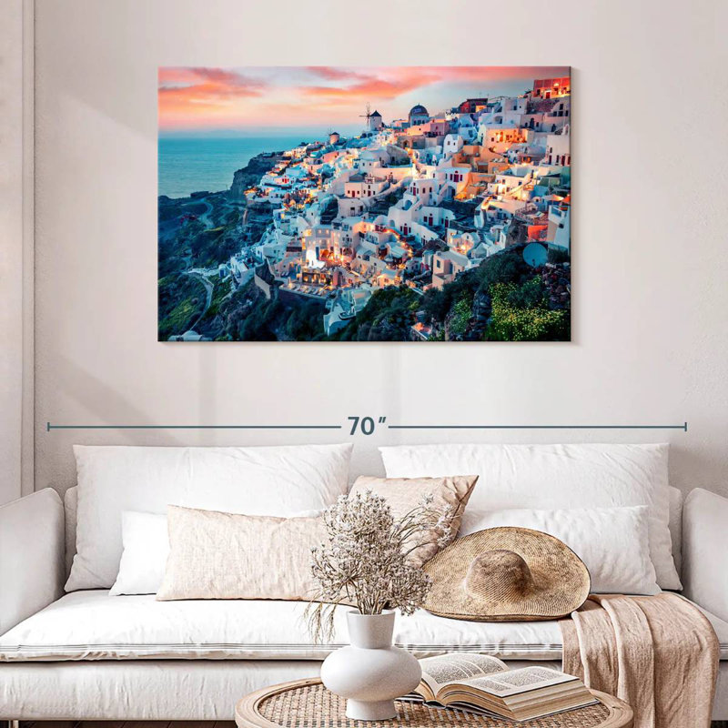 Hannes, célèbre village d'Oia, H 30 po x l 45 po
