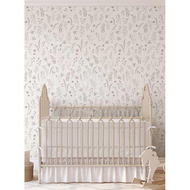 Grapevine Peel & Stick Floral Roll,  2' W  x 18' H, Gray