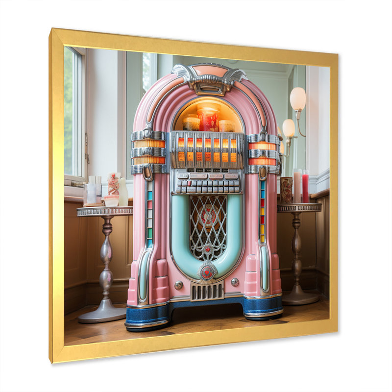 " Jukeboxe Pink Harmony Haven I ", Gold Picture Framed, 30" H x 30" W x 1" D