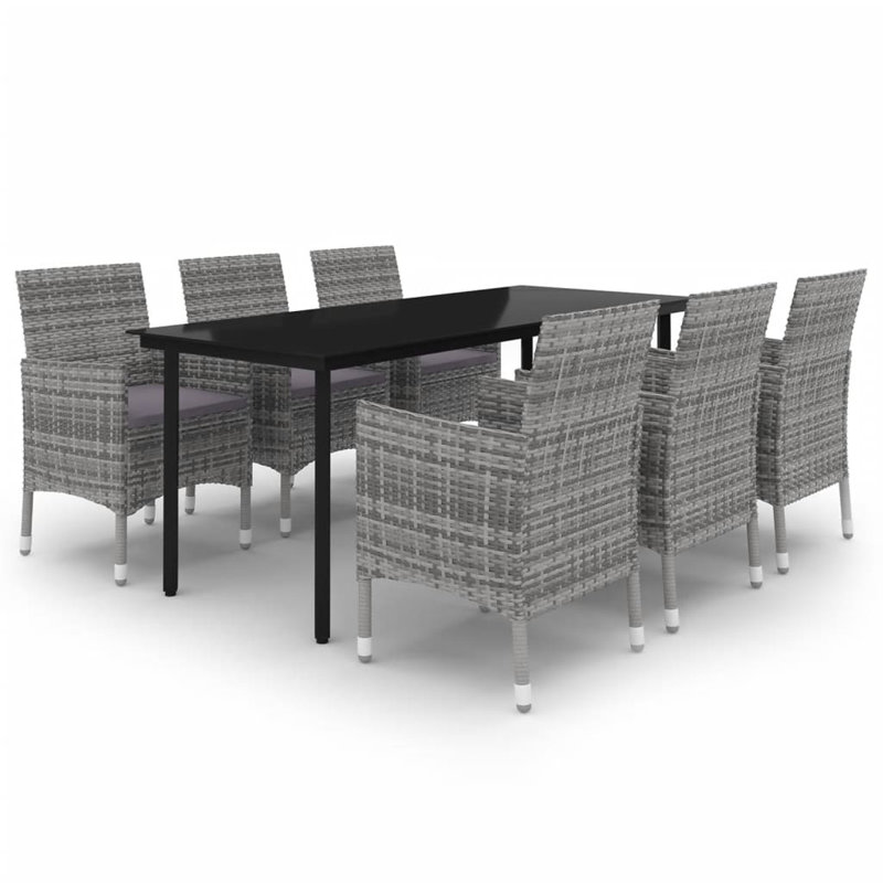 Rectangular 6 - Person Lounge Dining with Cushions, Gray, Gray