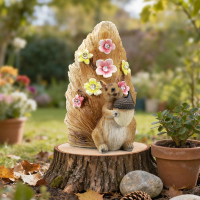 Écureuil solaire avec statue de gland, Figurine animal en résine résistante aux intempéries, décoration de jardin, marche / arrêt automatique - Woodland For Patio & Yard
