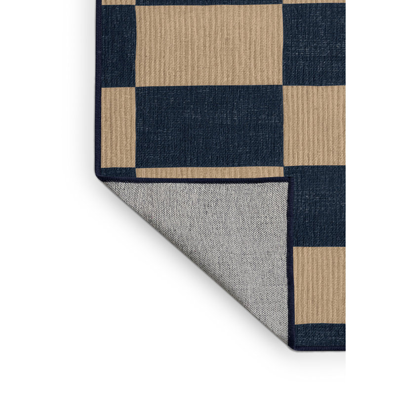 Machine Washable Checkered Gray Area Rug