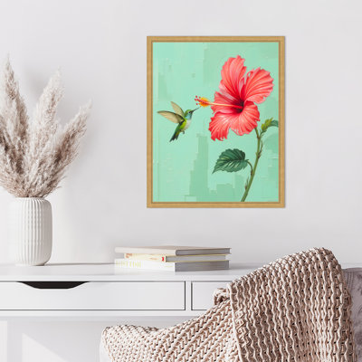 That One Time a Bird Visited My Garden by Kinde Framed Canvas Wall Art Print