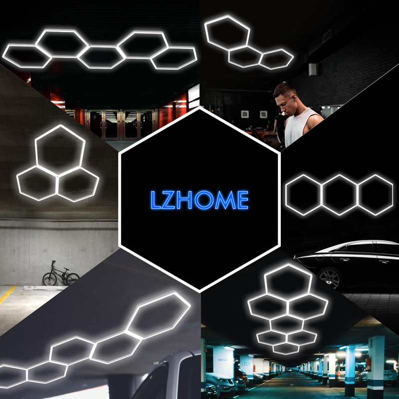 16 lumières de garage hexagonales à DEL