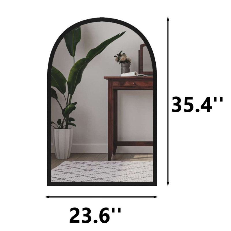 Miroir arqué 100% bois aggloméré, Noir
