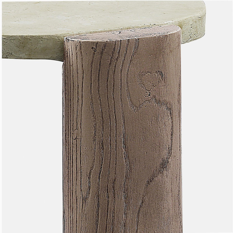 Table basse oblongue gris et chêne patiné