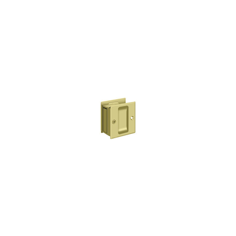 Deltana SDP25U5 Pocket Lock, 2-1/2" x 2-3/4" Passage in Antique Brass, Polished Brass
