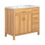 Meuble-lavabo moderne 36 po avec cadre en pin massif, 1 porte à fermeture douce et 3 tiroirs, armoire de rangement moderne