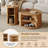 Natural Wooden Finish Coffee Table Set With Round Fluted End Table And Storage, Set Of Two For Living Room | Gift Idea