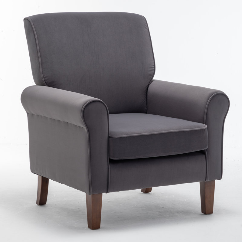 Kentin Velvet Armchair, Gray 100% Polyester