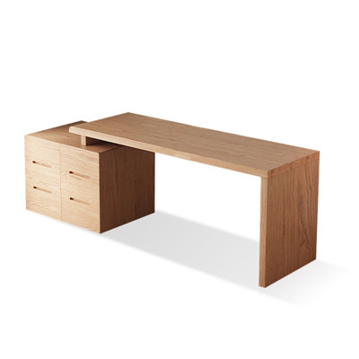Burlywood Rectangular Solid Wood with 6 drawers desk