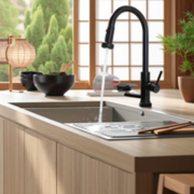 Matte Black Kitchen Faucet With Pull-down Sprayer 3 Spray Modes Pull-down Function, Single-handle Control, Durable Construction Ideal For Kitchen Sinks