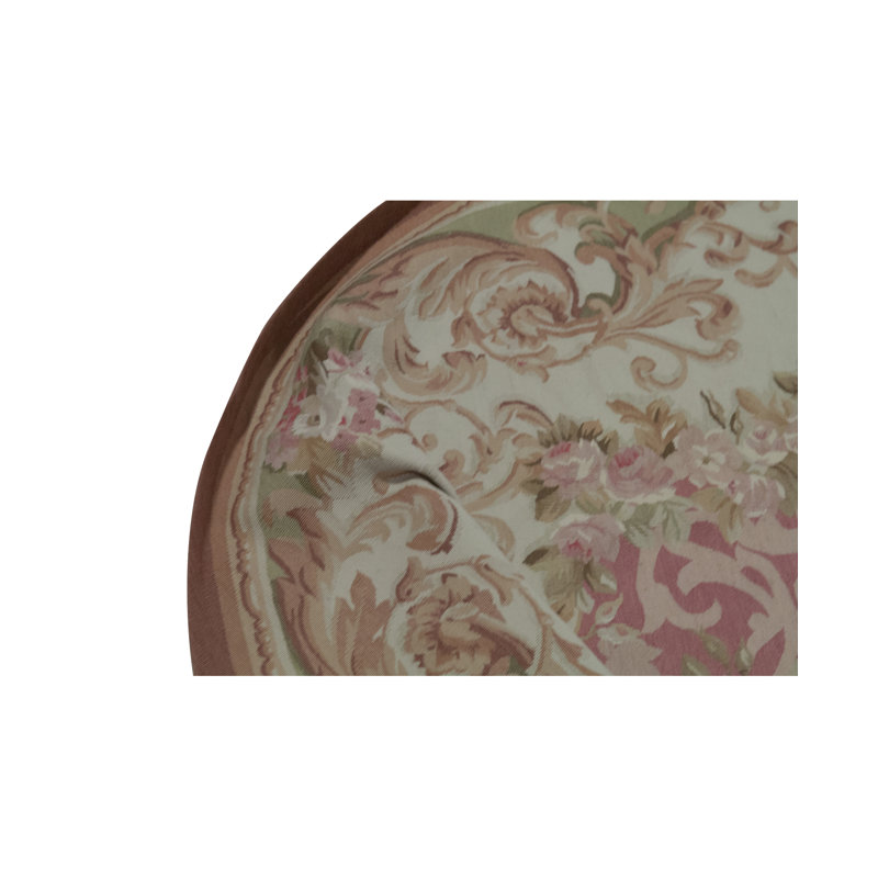 Hand-Knotted High-Quality Rose and Ivory Round Area Rug