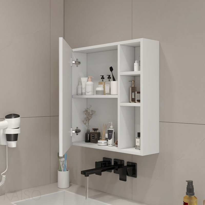 Une armoire à miroir en MDF blanc, un miroir de salle de bain, une armoire à miroir en MDF, un miroir de salle de bain mural séparé pour le rangement et pour économiser de l'espace