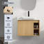 Meuble-lavabo mural multifonctionnel avec porte à fermeture en douceur et tablettes ouvertes-133488867-133488872