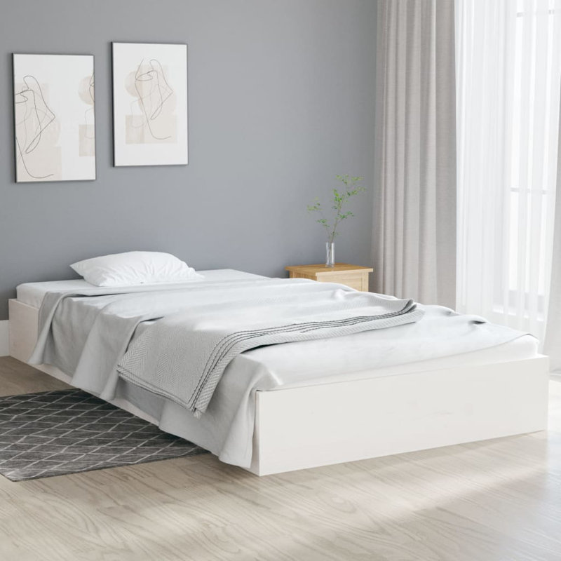 Bed Frame Solid Wood, Single (3'), white