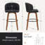 Ensemble de 2 tabourets de bar pivotants à hauteur de comptoir, 2 chaises d'îlot de cuisine modernes avec dossier large, pieds en bois massif et garniture cloutée-604296114-604296142