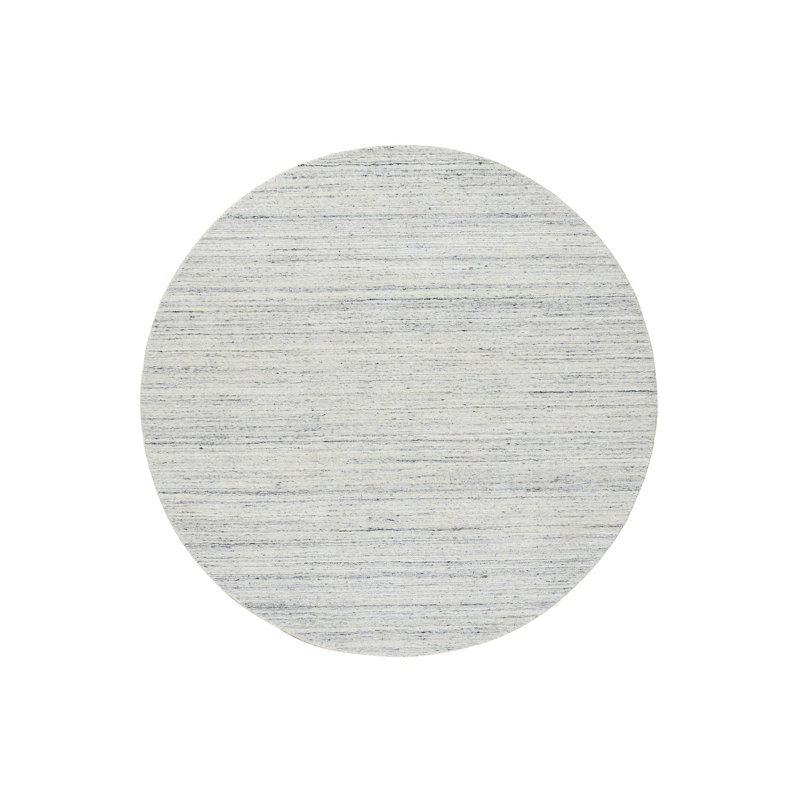 Tapis ivoire uni moderne en laine tissé à la main Striae 2BDCA711B26648F2BAADDB02BBE03697, Rond 6 pi