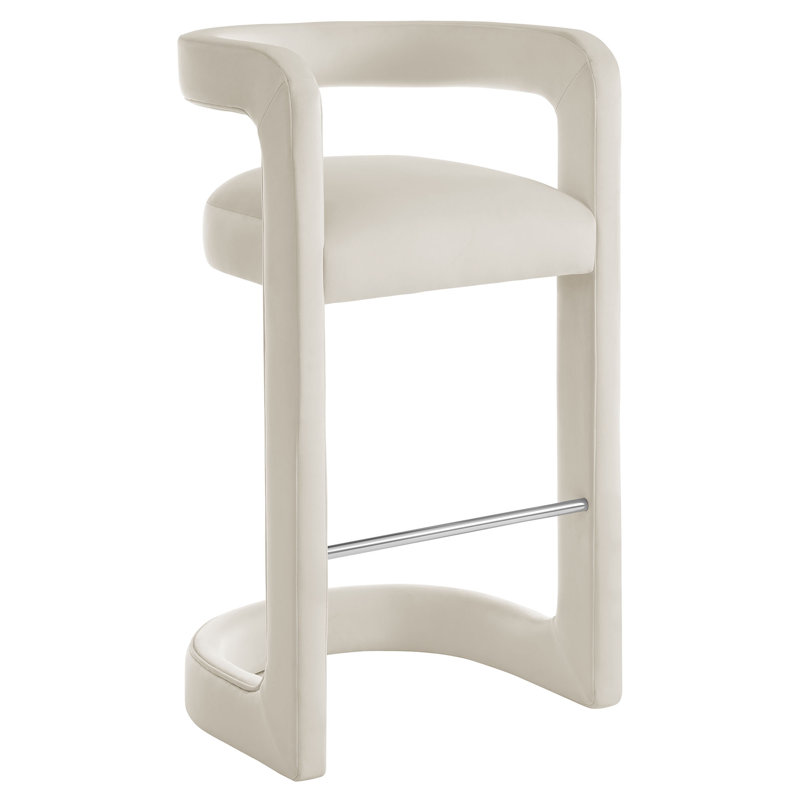 Winslow Performance Velvet Stool, Alabaster, Bar Stool (30.5" Seat Height)