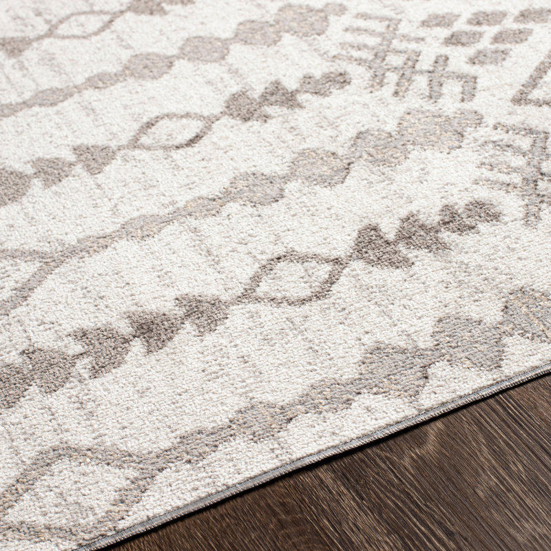 Swampscott Geometric Machine Woven Beige/Gray Area Rug, Runner 2'7" x 7'3"