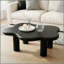 Table basse de 40 pouces en forme de nuage avec 4 pieds ronds, convenant aux salons, noir-130020465
