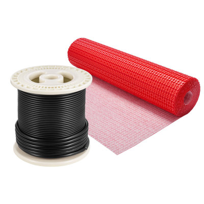 Floor Heating Mat System, 120V Electric Radiant Heated Floor System, With Decoupling Membrane And Smart Control Thermostat And Alarm, Easy Installation For Tile, Stone, Vinyl