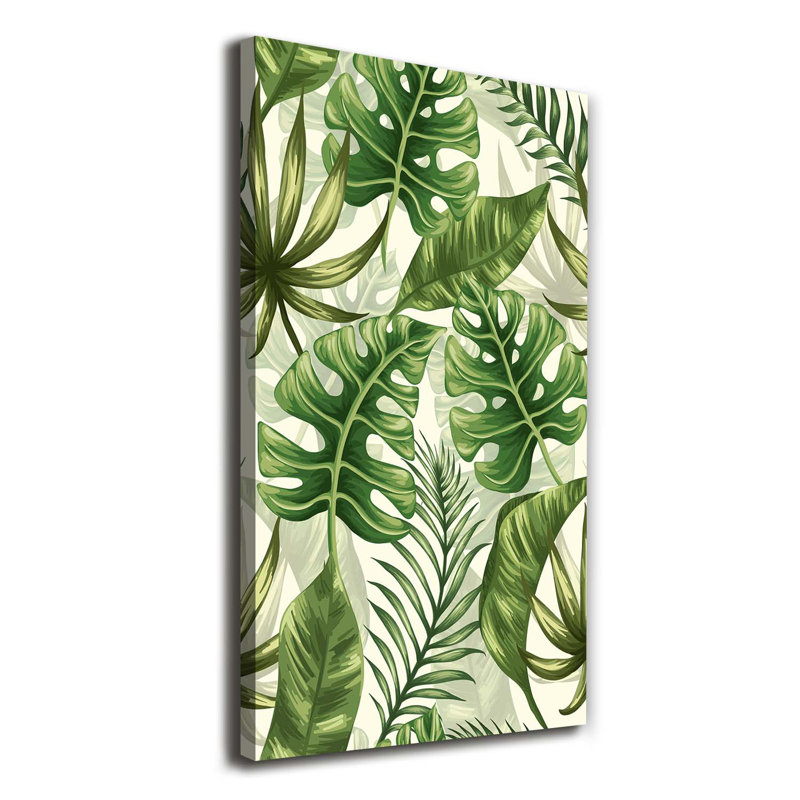 Tropical Leaves 1 Piece Wrapped Canvas Wall Art