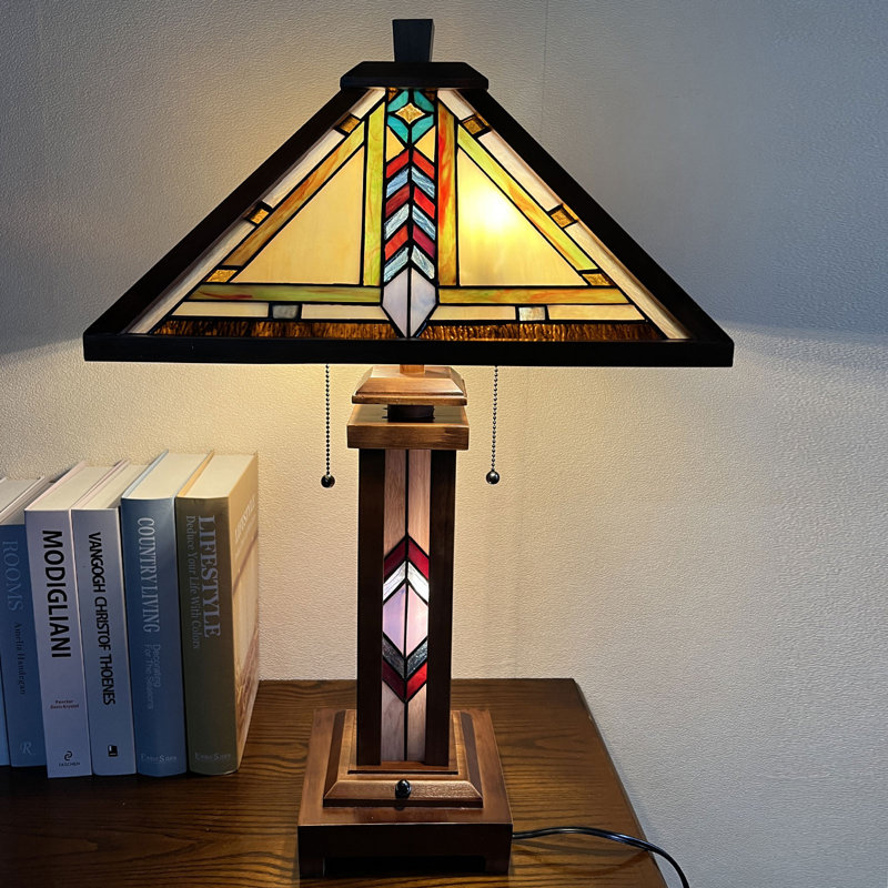 Lampe de table abstraite en verre coloré 3 lumières Tiffany Tiffany