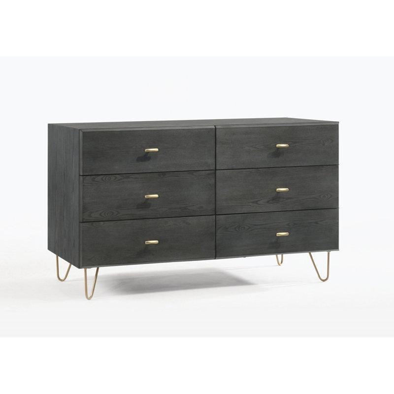 Commode à six tiroirs, gris