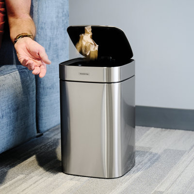 3 Gallon Stainless Steel Square Sensor Bin with SS Capped Lid