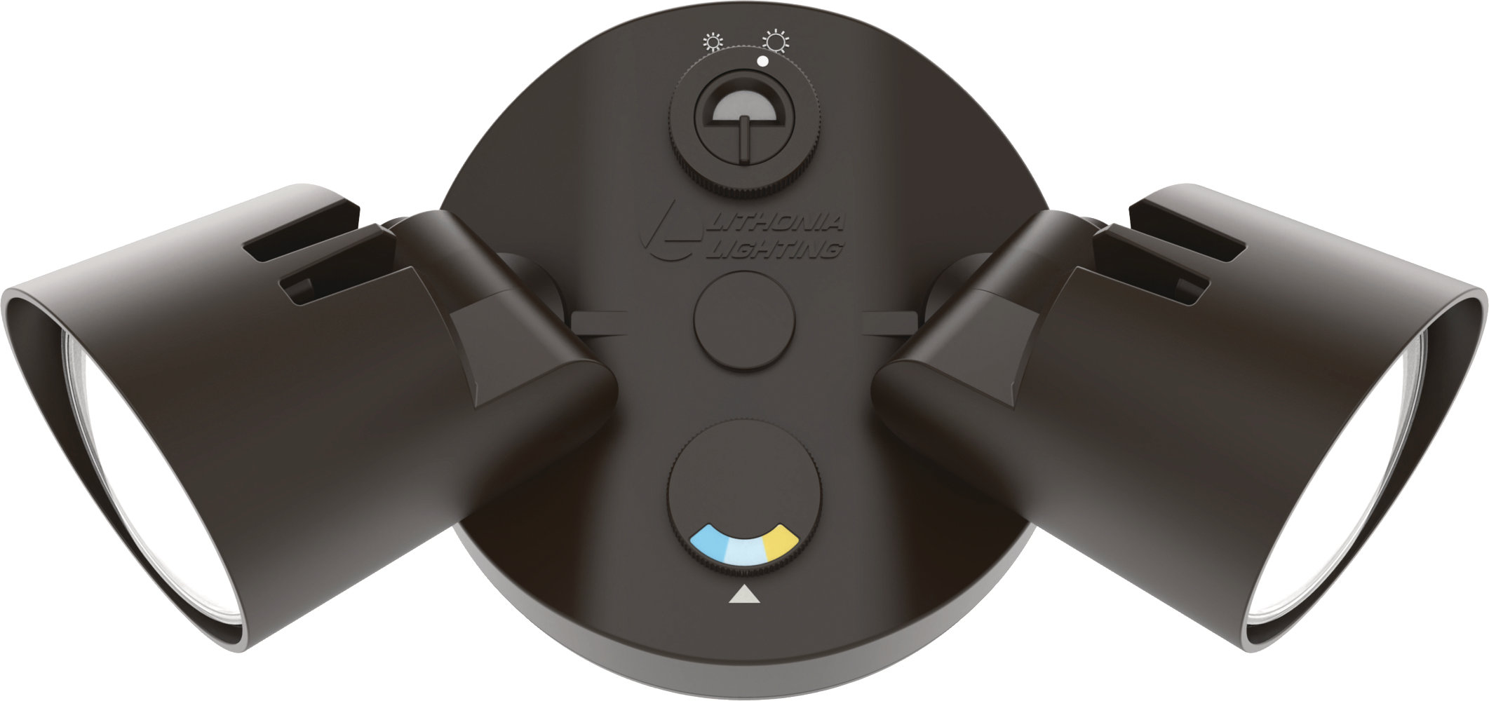 Lithonia Lighting 2 Head Hardwired Dusk to Dawn Outdoor Security Flood Light with Motion