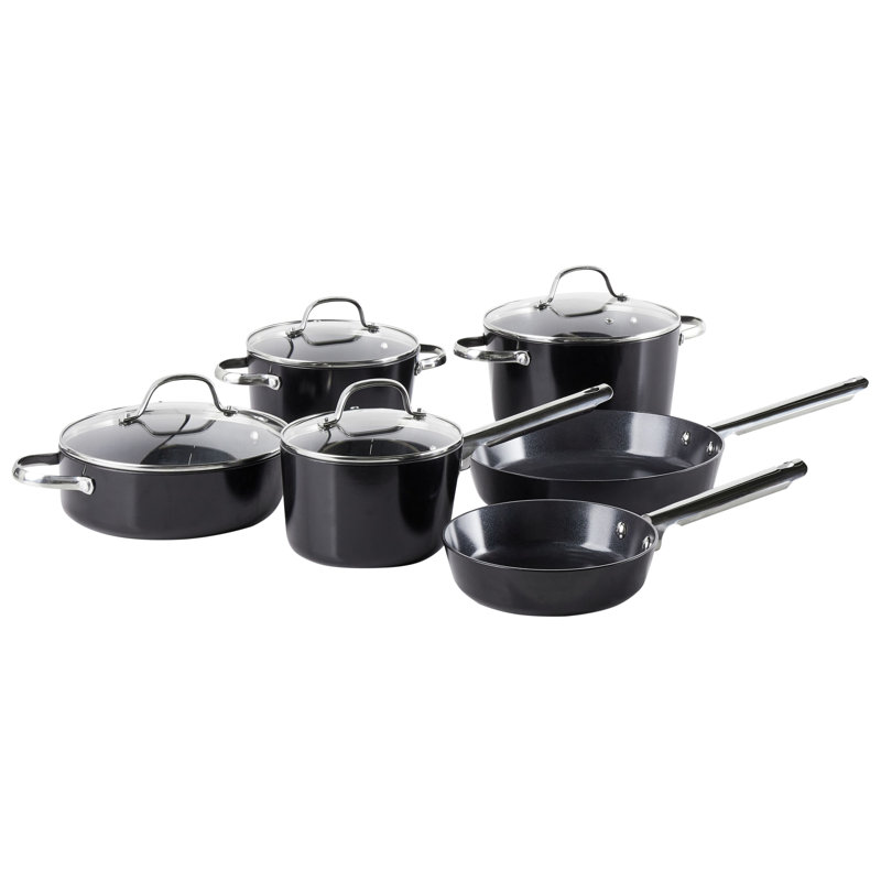ELITE PRO 10 - Piece Non-Stick Cookware Set, Black/Silver