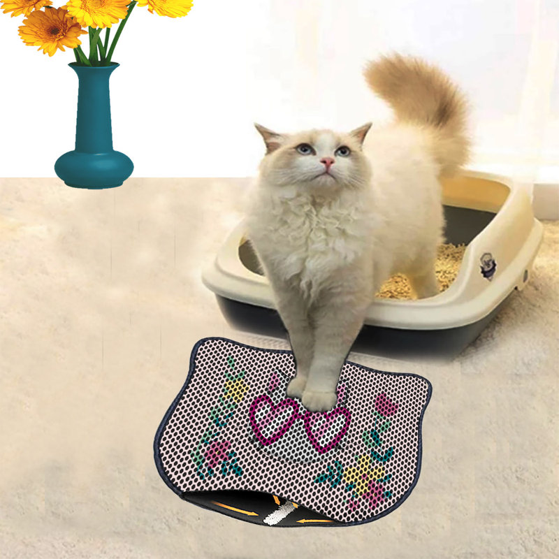 Tapis de litière durable pour chat, 15,7 po x 19,7 po | 50% PVC / 50% polyester, lavable à la machine et passer l'aspirateur | Parfait pour un nettoyage facile, conception antidérapante pour garder votre maison propre et fraîche, idéal pour les propriétaires d'animaux de compagnie