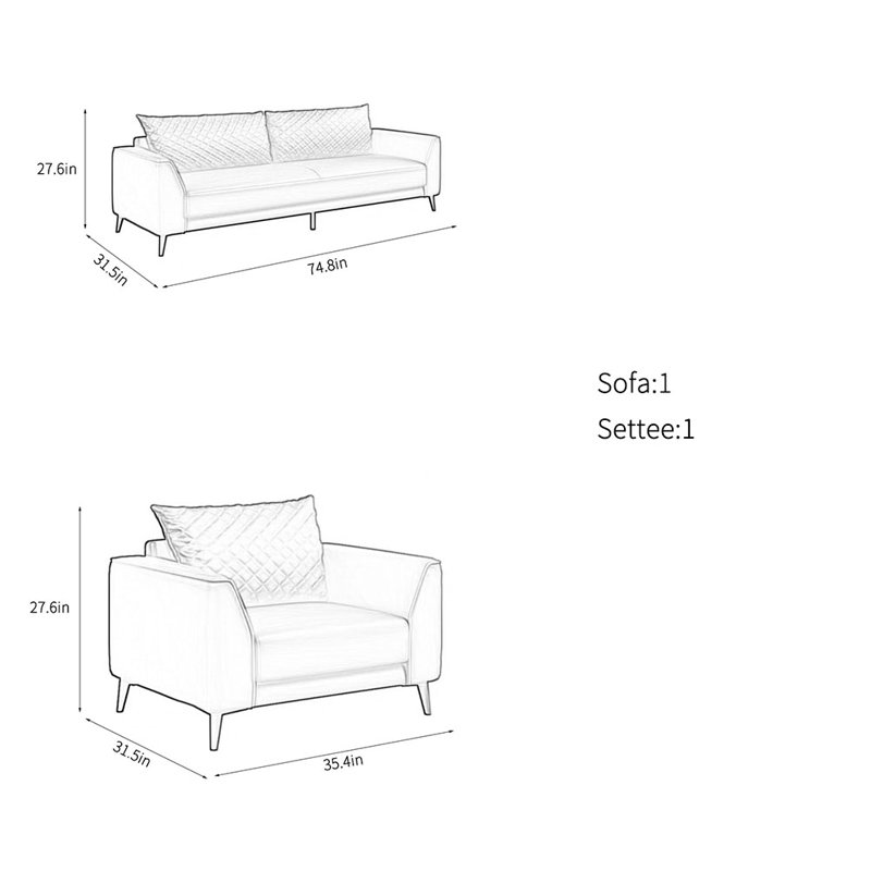 Simple modern office hotel sofa combination, Red