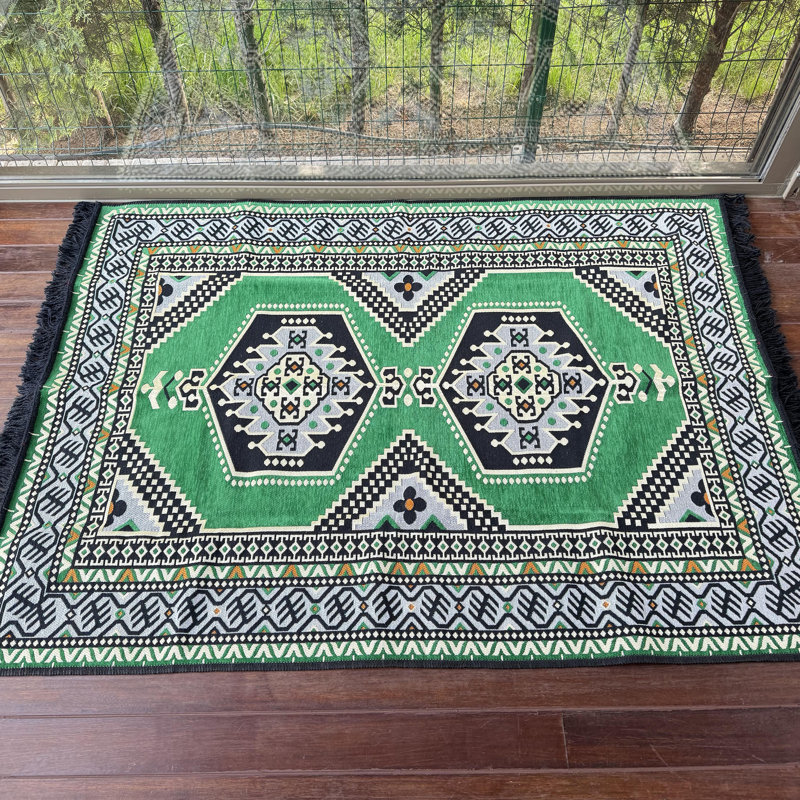 Canapé avec repose-pieds Kilim, Vert