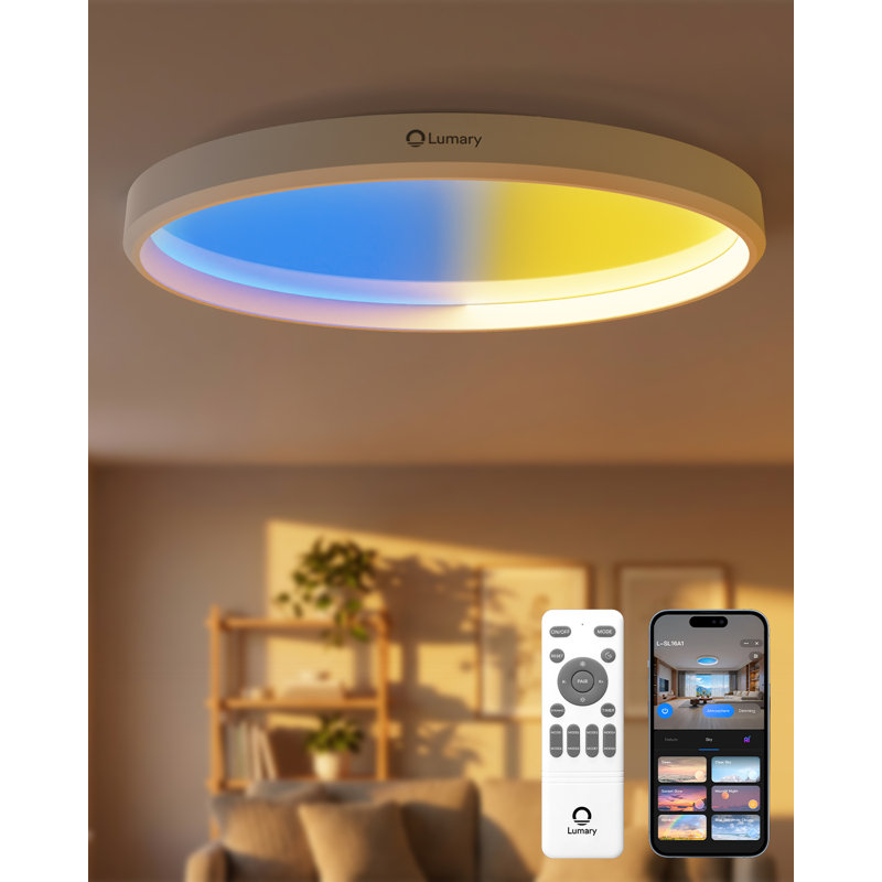 Lumary 16.5" Smart Skylora Sky Light, 1800K-12000K Full Spectrum LED Flush Mount Ceiling Lights  App & Remote Control Artificial Skylight
