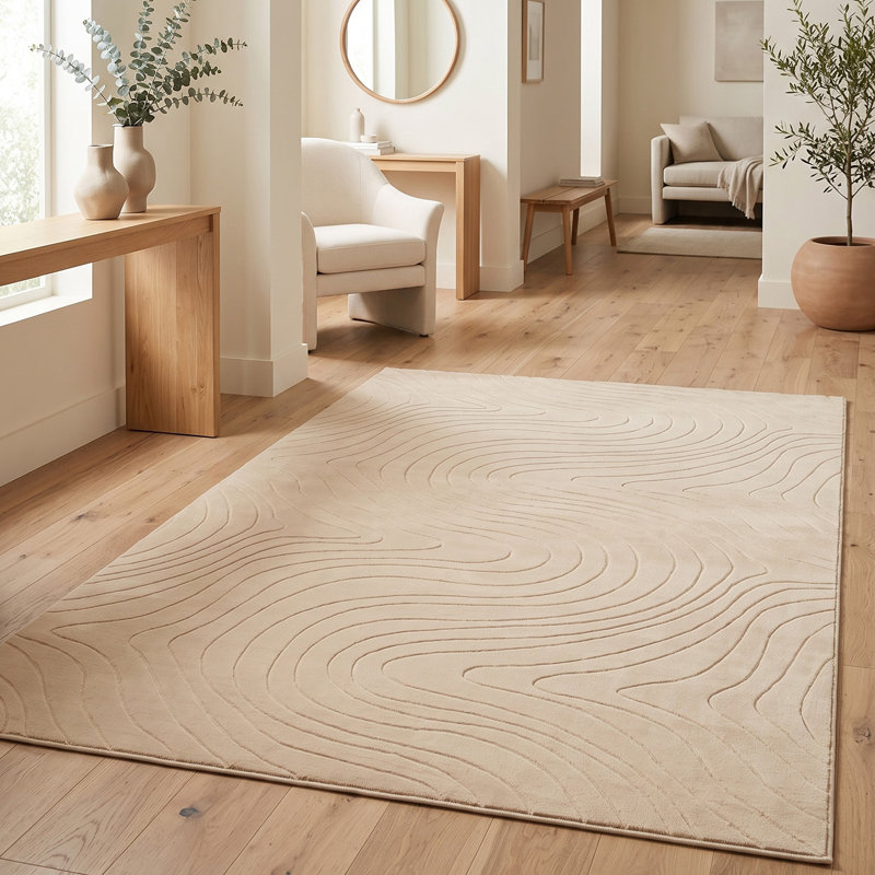 Somos Modern Machine Washable Beige Area Rug, Beige, Rectangle 9' x 12'
